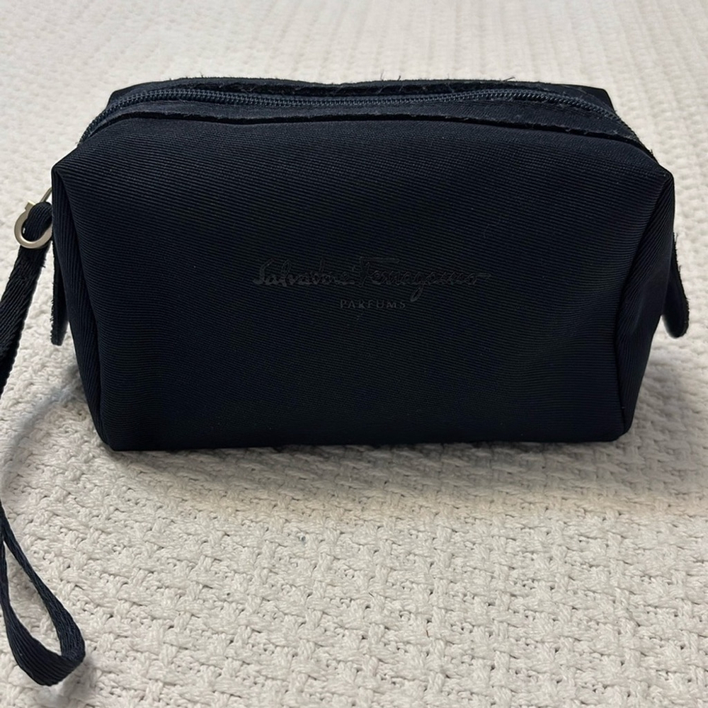 SALVATORE FERRAGAMO make up bag DOP kit toiletries bag cosmetic bag navy OS